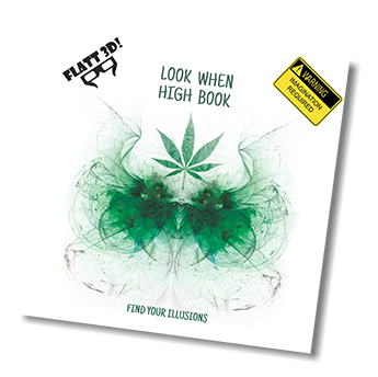 Picture of "Look When High Book", art-book with images that provoke pareidolic illusions. Great gift for stoner. There is Cannabis leaf